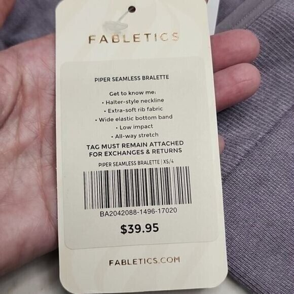 Fabletics Bra Piper Seamless Halter Bralette in Grey Violet NWT Women's XS - Picture 3 of 4